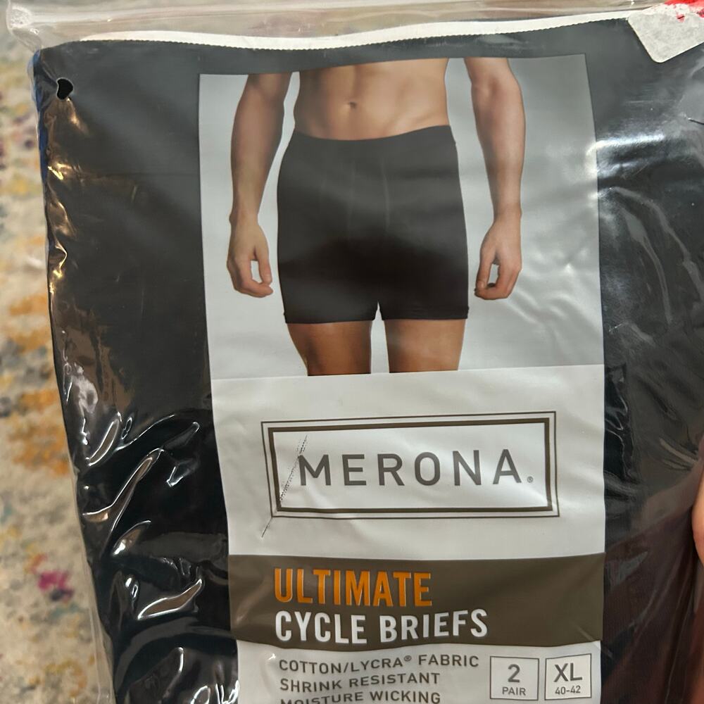 Y2K 2009 Merona Ultimate Cycle Briefs Black Stretch Mens XL 40-42 (2 Pack) NOS